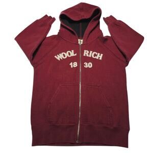 Woolrich Full Zip Lined Hoodie Sweater Small 6-7 Kids Boys Logo Heavyweight